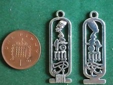 5 Cartouche Charms - antique silver - Egyptian Hieroglyphs 