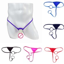 Men  Sexy Gay Thongs Open Front Hole Panties Sexy T-Back Underpants Briefs