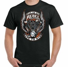 Biker T-Shirt Motorbike Motorcycle Bike Chopper Rebel and Pride Mens MC