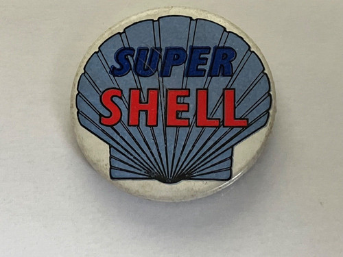 Vintage super shell pin badge - pin,