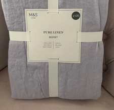 M&S 100% pure linen bedding set super king size lilac BNWT marks and Spencer 