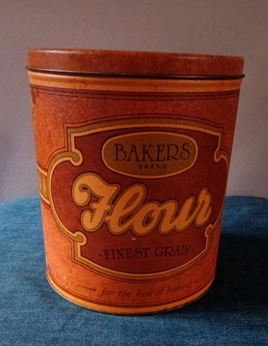 Vintage bakers brand - flour, tin