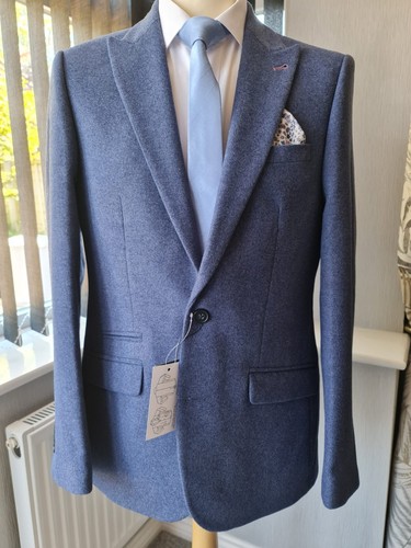 Blue tweed jacket - jacket, blazer