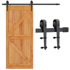 6ft Sliding Door Track Barn Door Hardware Set Kit Modern Style Single Door Black