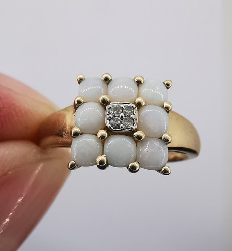 9ct gold opal and diamond - gold,