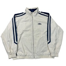 Vintage Umbro Training Track Jacket Y2K Full Zip Beige Blue Mens Medium