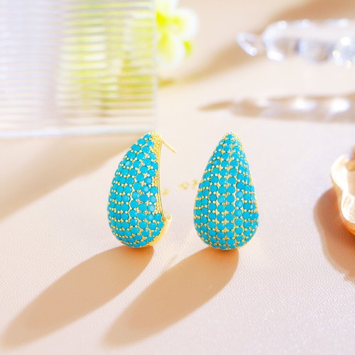 Gold plated blue turquoise - plated,