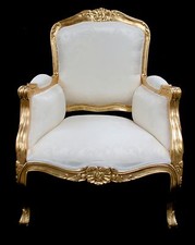 ORNATE CHAIR GOLD & IVORY CREAM LOUIS FRENCH WING  ARM HOME SHOP SALON LOUNGE