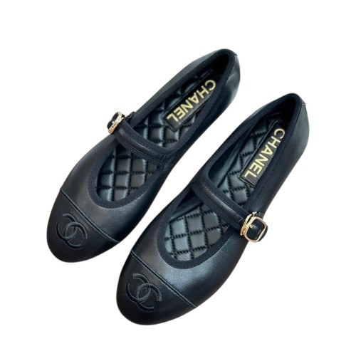 Chanel black leather mary jane - black,