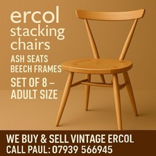 Set of 8 Ercol stacking chairs