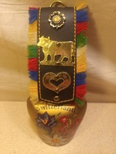 Vintage Swiss Decorative Cow Bell With Embroidered Strap Switzerland