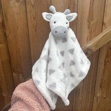 Early Days Giraffe Cow Triangles Print comforter blankie Primark white grey