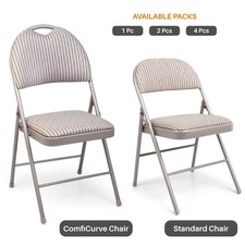 Metal Folding Chair High Back Fabric Foldable Padded Seat Home Office Chairs New