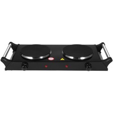 Double Hob Electric Cooker Hot Plate W/ Handle Table Top Hob Kitchen Stove 2000W