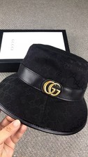 New Gucci Monogram Belt Strap Bucket Hat Black M
