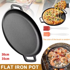 Pizza Pan Cast Iron Skillet Kitchen Cookware Frying Baking Cooking Grill Pan UK