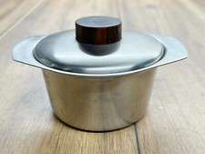 VINTAGE OLD HALL STAINLESS STEEL SAUCEPAN WITH WOODEN HANDLE LID MID CENTURY