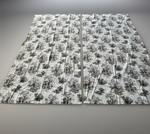Vintage toile drapery - drapery, curtains