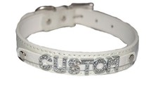 Custom White Personalised Slave Cum Bondage Collar Submissive Faux Leather UK