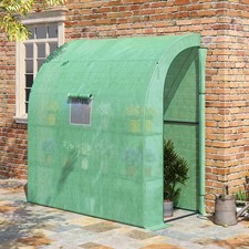 Walk-In Lean to Wall Greenhouse w/Window,Door,Shelf 200L x 100W x 213Hcm