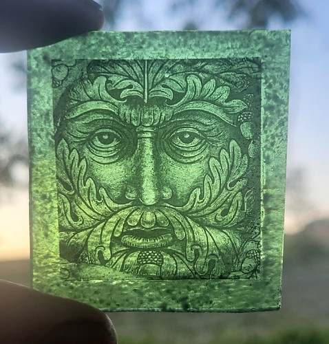 Stained glass green - glass, man
