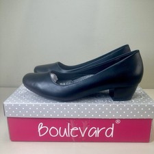 Boulevard Women's Loretta Heel Court Shoe Slip-0n Ultra Padded Insole Black UK 5