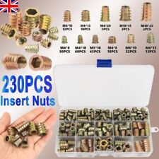 230/70pc M4/M5/M6M8/M10 THREADED HEX DRIVE INSERT FIXING WOOD SCREW INSERTS NUTS