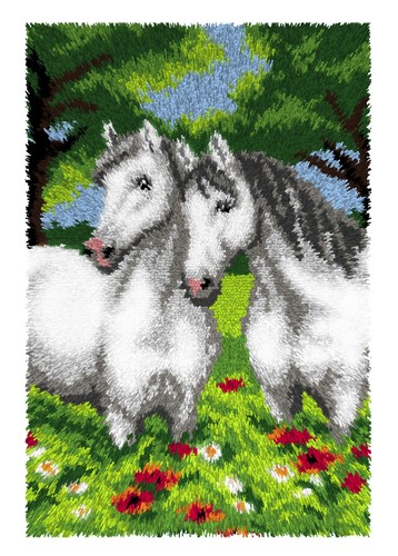 Grey horses latch hook kit - horses,