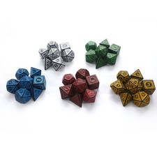 Polyhedral 7-Die Carved Pattern Dice Set D4 D6 D8 D10 D% D12 D20 For Game  Y3