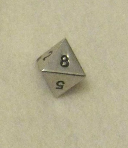Metal dice die silver - d8, (silver
