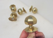 Vintage Brass Cabinet Knob Drawer Handle Pull Plate Old Cupboard Octagon -£7each
