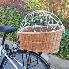 Dog Bike Wicker Basket Rear Mounted On Luggage Rack Bicycle Carrier Up To 15kg