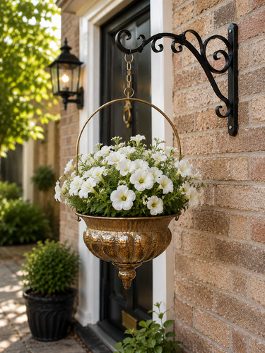 Vintage hanging metal planter - metal,