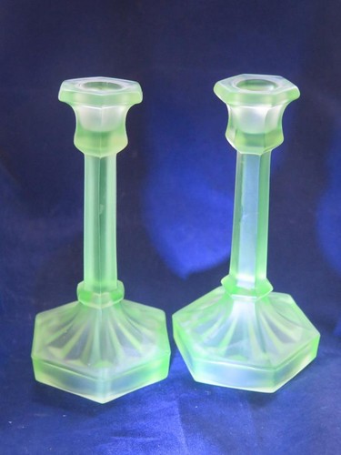 Pair vintage art deco uranium - pair,