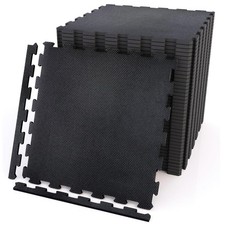 Black Foam Mat Interlocking Exercise Yoga GYM Fitness  Floor gymnastic Garage