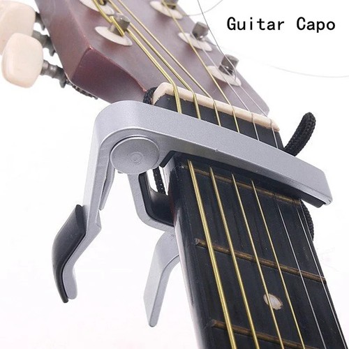 Silver aluminium guitar - silver, capo