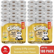 Panda Cuddle Soft 3ply Quilted Toilet Rolls Lemon Scented Embossed Tissue Paper