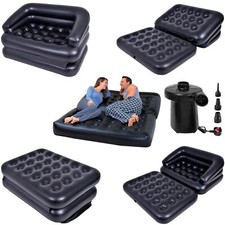 INFLATABLE DOUBLE SOFA MATTRESS LOUNGER COUCH AIRBED + FREE ELECTRIC PUMP 5 in 1