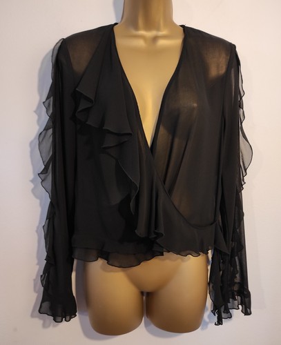 Zara black sheer frill ruffle - sheer,