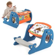 4 in 1 Convertible Kids Activity Table Set Adjustable Toddler Easel w/Whiteboard