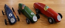 3 VINTAGE 1930's TRI-ANG MINIC TOYS TINPLATE CLOCKWORK WIND-UP 13M RACING CARS