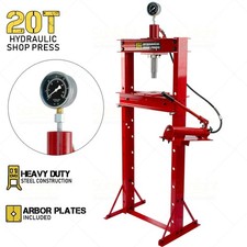 Heavy Duty Hydraulic Shop Press 20 Ton (Pressure Gauge Garage H Frame Workshop)