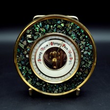 Vintage Barometer German aneroid movement Paua Shell New Zealand C1960s 10cm