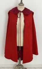 Vintage Red Quilted Little Red Riding Hood Cloak Prop Costume Project Theatre#VH