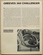 GREEVES 360 CHALLENGER Scrambler Road Test Report Cycle World Mag Reprint c1968