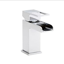Waterfall Basin Taps Square Chrome Brass Cloakroom Bathroom Sink Taps for Basin