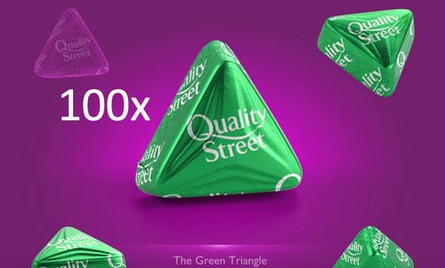 100 green triangles - green,