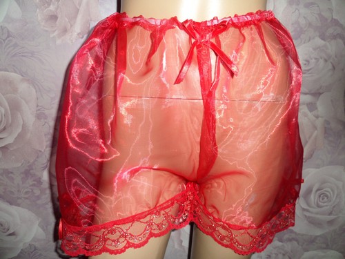 Red organza lace trim - red,
