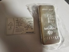 METALOR 1 kilo Silver Bar 999 Fine Swiss Bullion with Certificate