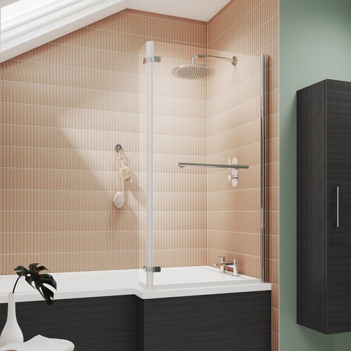 Shaped fixed bath screen - l-shaped, &
